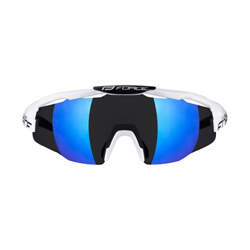 Ochelari Force Everest alb/negru, lentila albastra oglinda