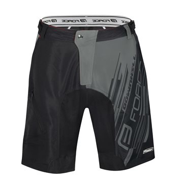 Pantaloni Force Downhill MTB cu sub-pantaloni cu bazon Negru/Gri M