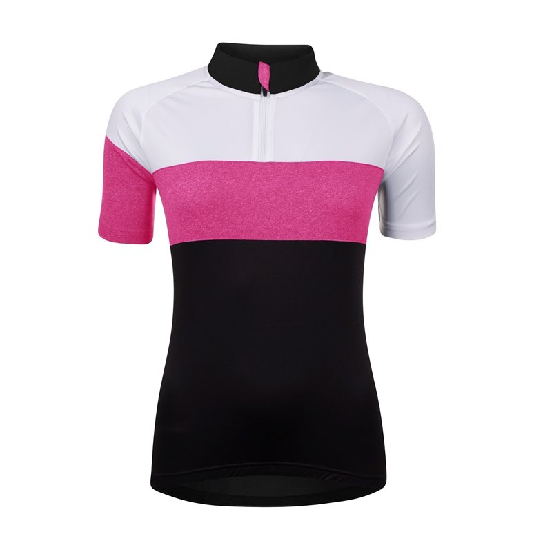 Bluza ciclism Force View Lady maneci scurte negru/alb/roz L