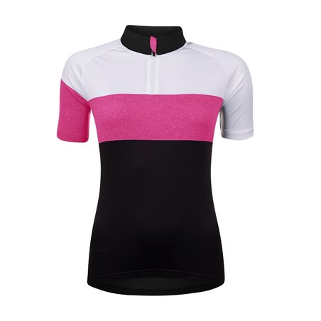 Bluza ciclism Force View Lady maneci scurte negru/alb/roz M
